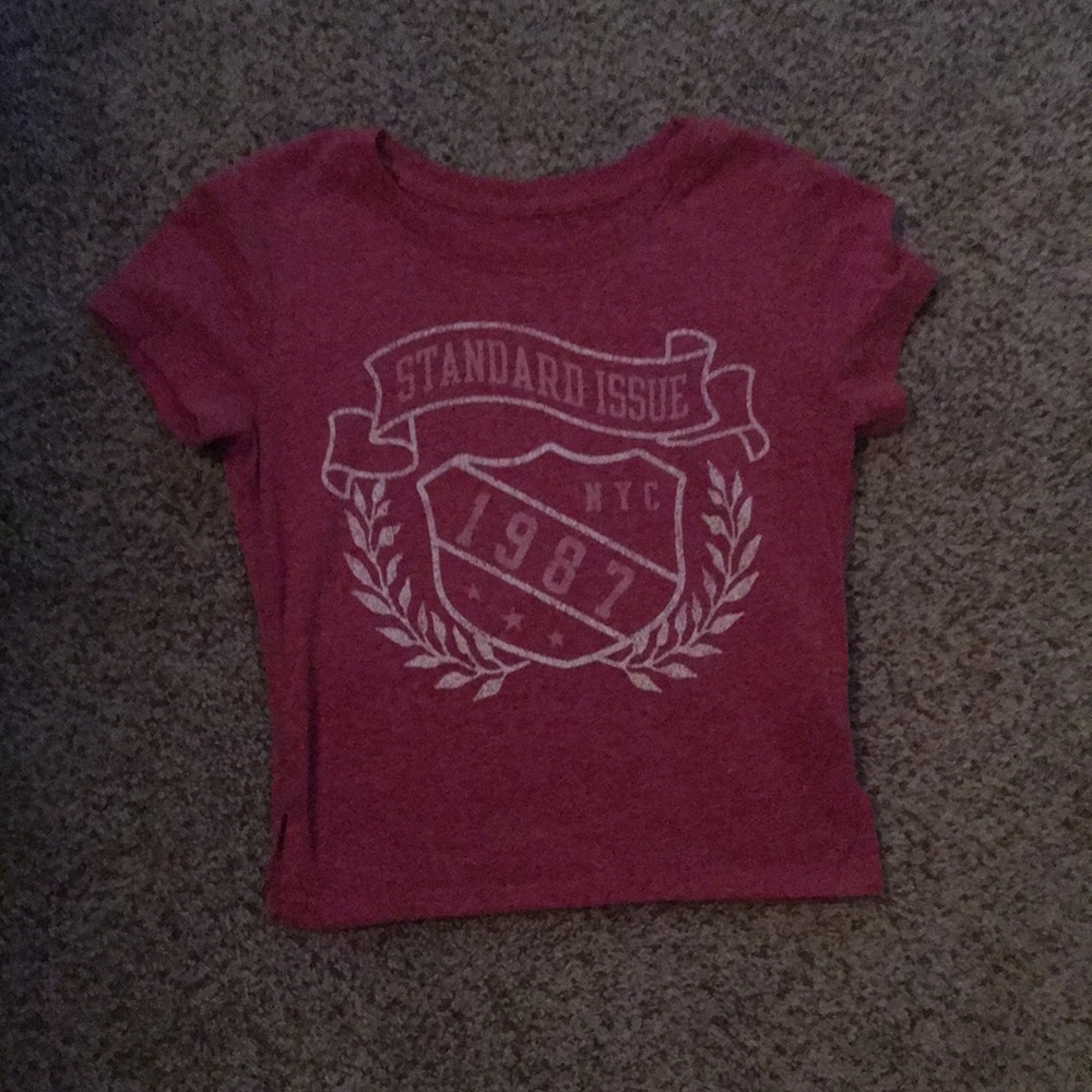 Pink cropped Aeropostale shirt